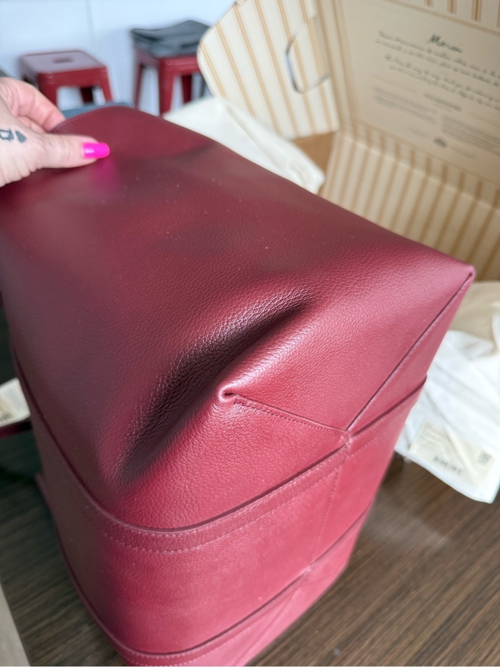 Sezane Gabin Bag - Burgundy Grained Leather - Picture 5 of 12